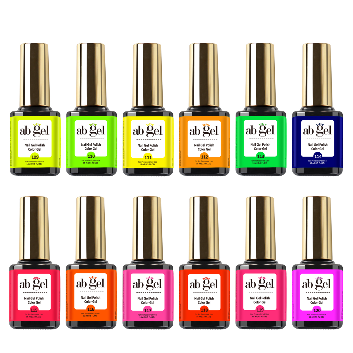 Abgel 15ml Fluorescence Gel Polish Set - 12pcs